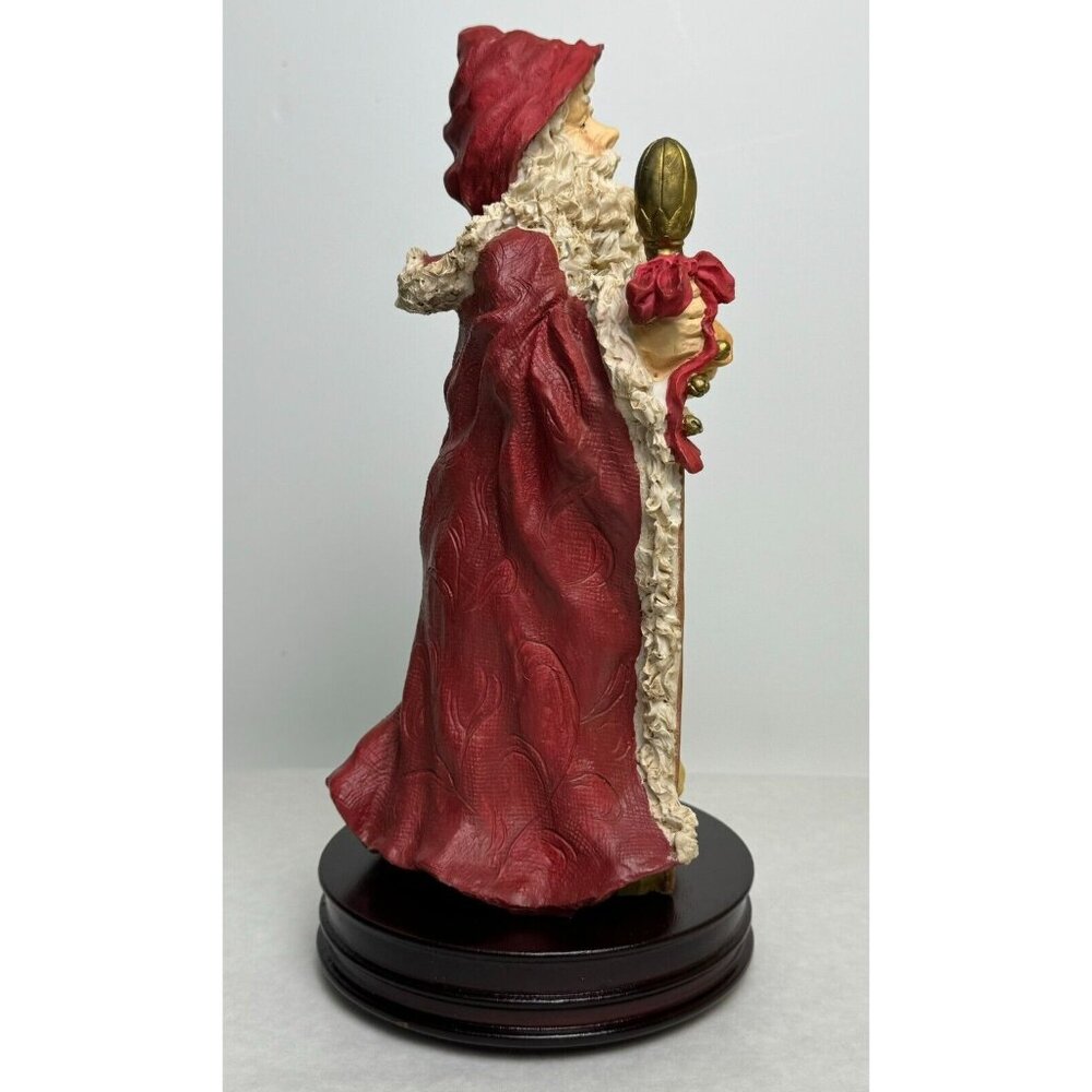 Vtg Musical Santa Figurine Wooden Base 12" Tall O Tannenbaum Wind Up Red Cape - Picture 5 of 16